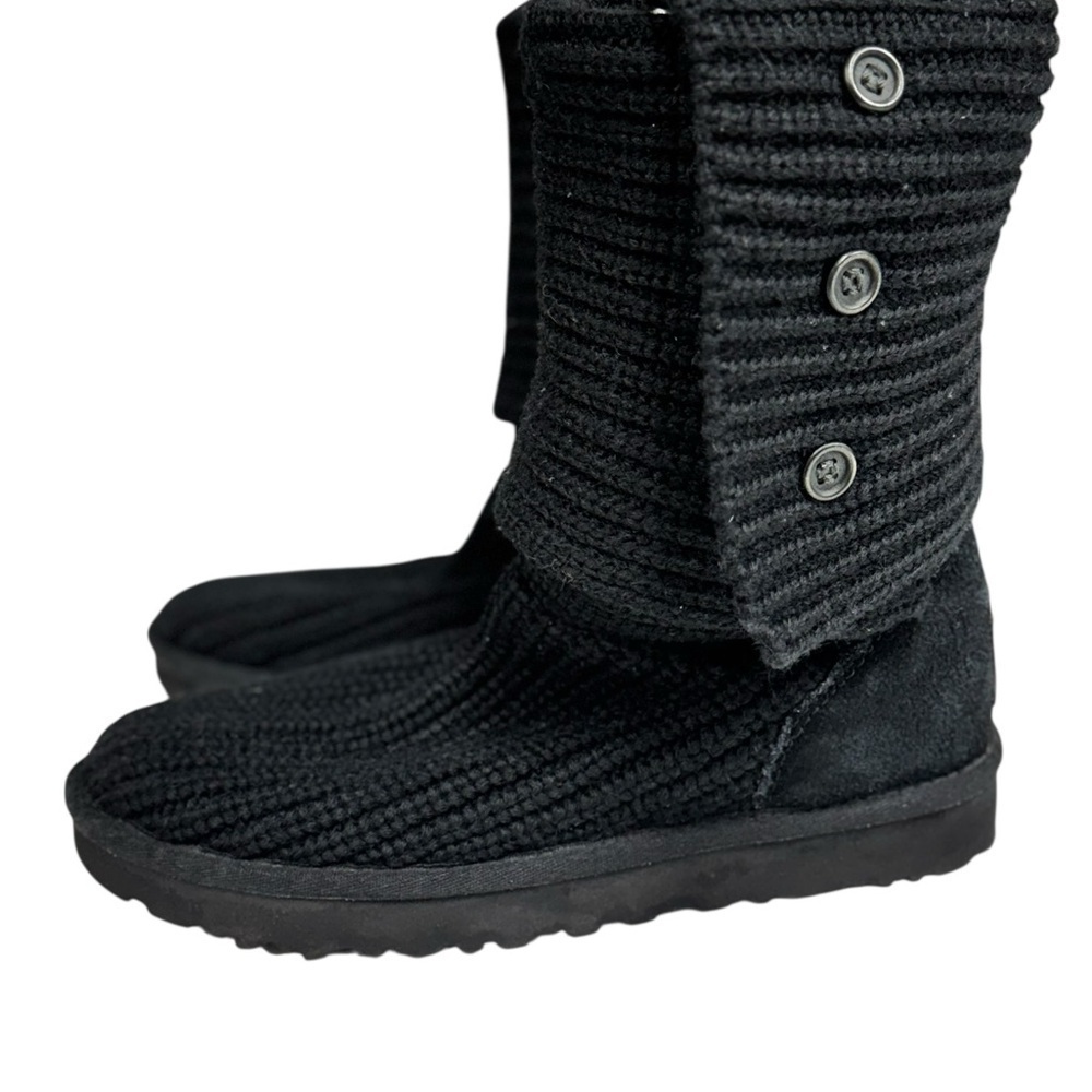 UGG Classic Black Knit Merino Wool Boot Cushy Foam Insole/Sheepskin Lining/Sz 7